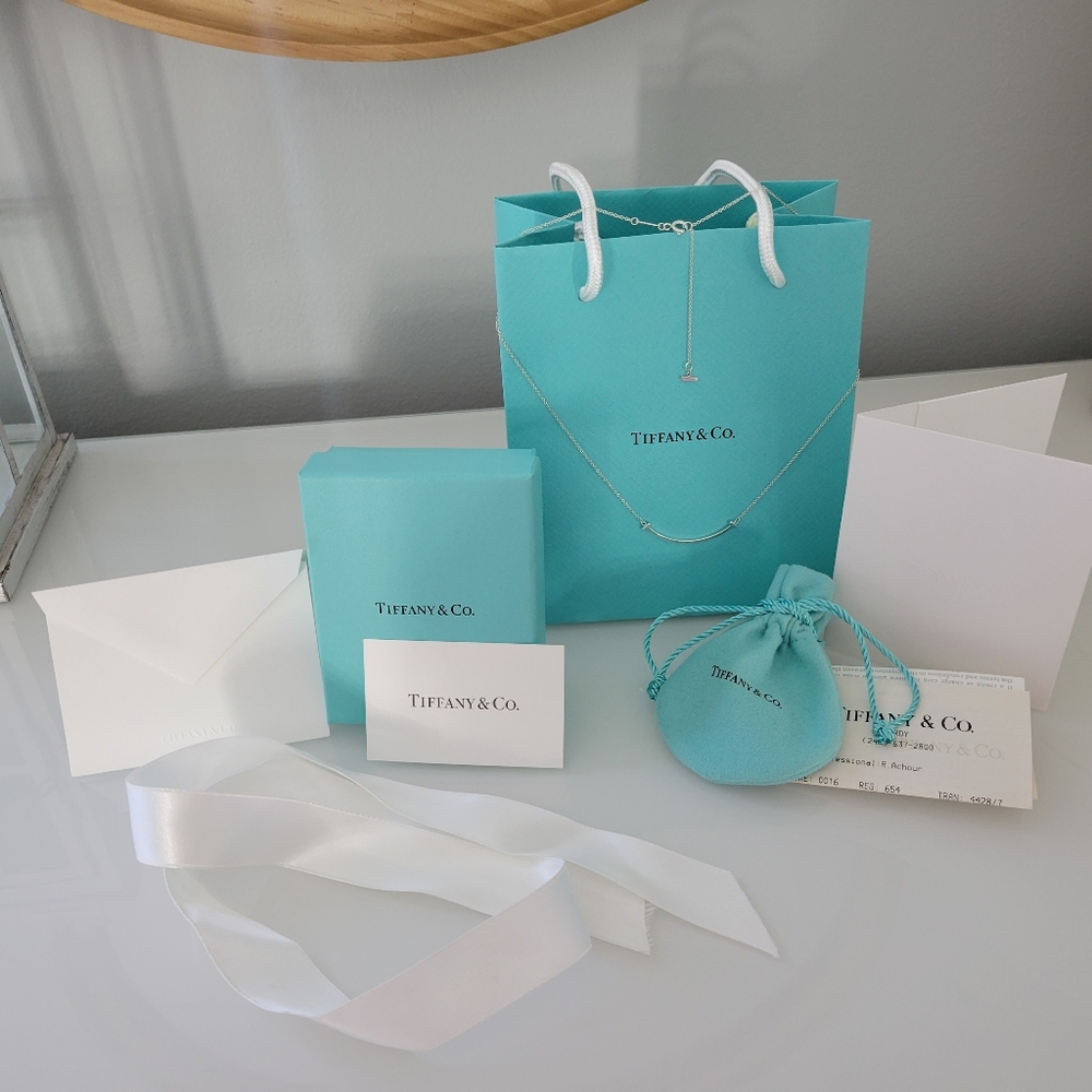 Tiffany & Co Sterling Silver Mini T Smile Pendant Necklace